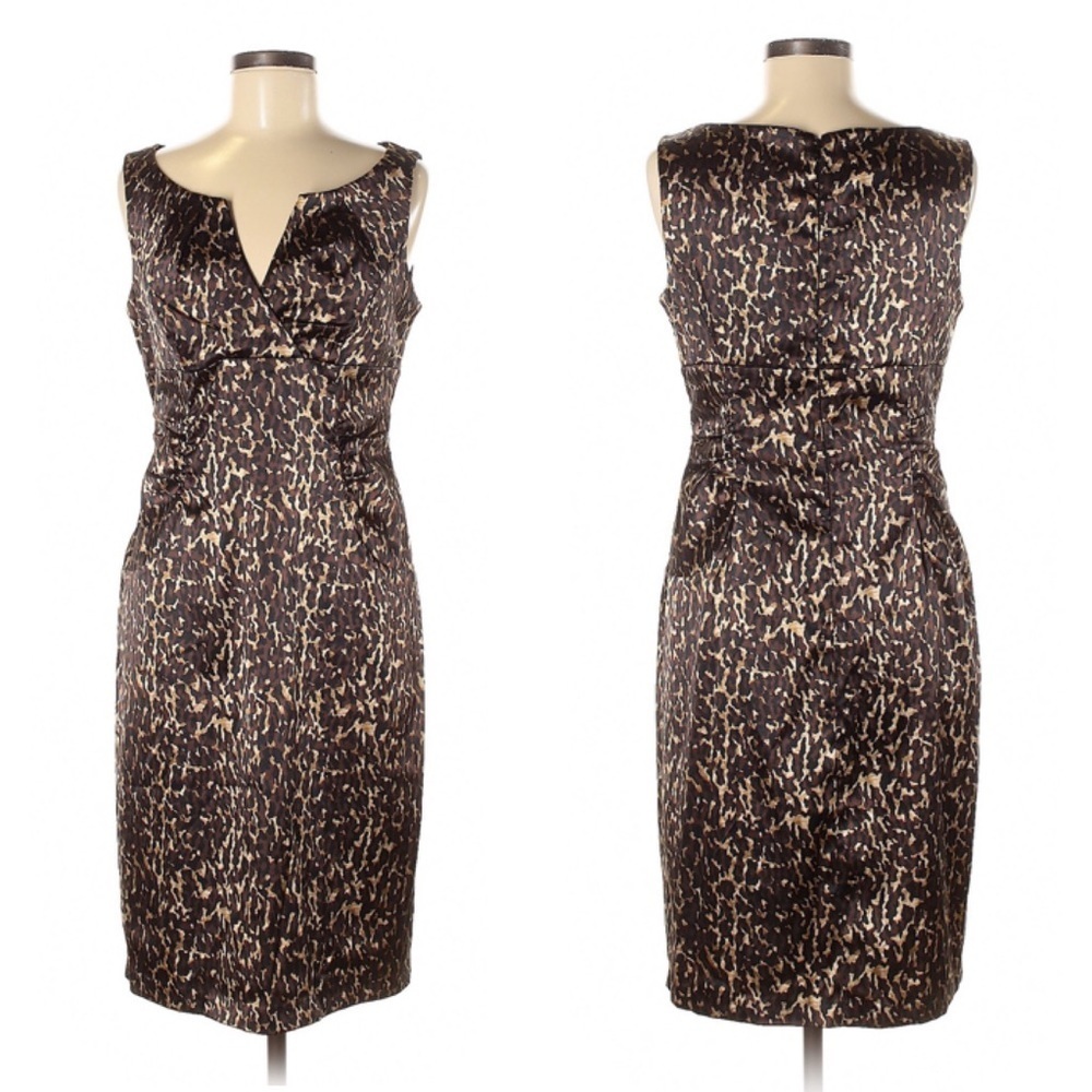 LONDON TIMES Animal Print Casual Sheath Dress 8